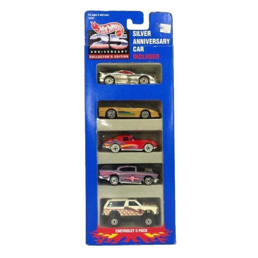Hot Wheels 25th Silver Anniversary Chevrolet 5 pack cars vintage MATTEL 1993 NEW
